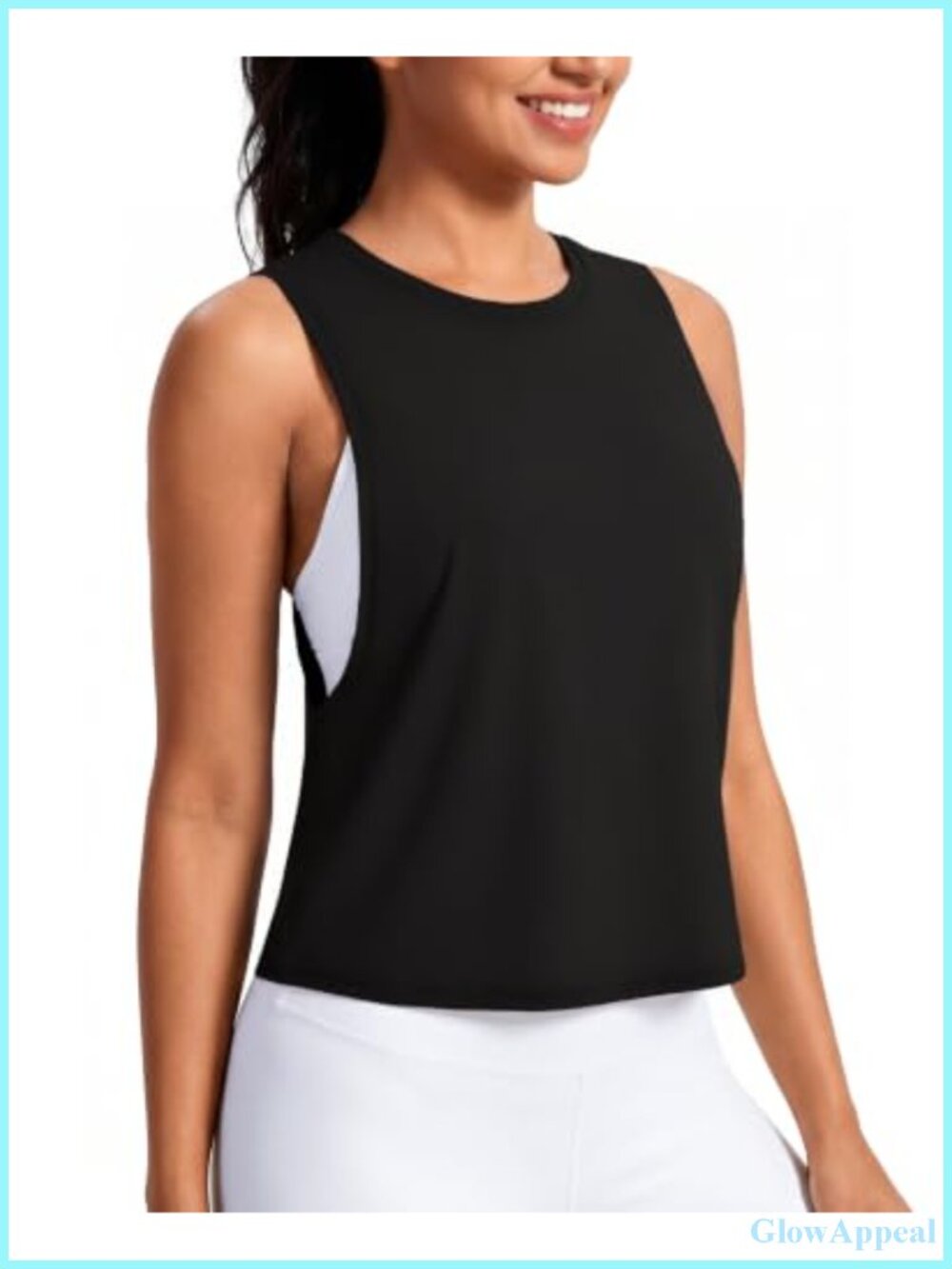 Women's Workout Crop Tank Top Loose Fit Athletic Gym Yoga Shirt